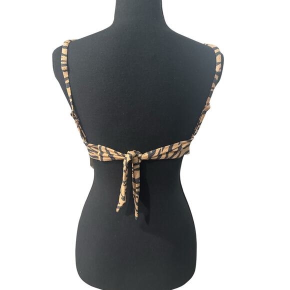 NWT! Aerie Pique Triangle Bikini Top Brown Black Animal Print - Size L - Picture 6 of 10